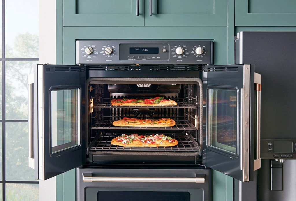 Café open French door wall oven