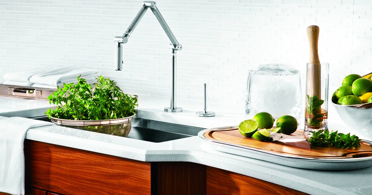 kitchen sink with herbs