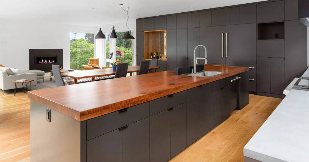 kitchen with black cabinets